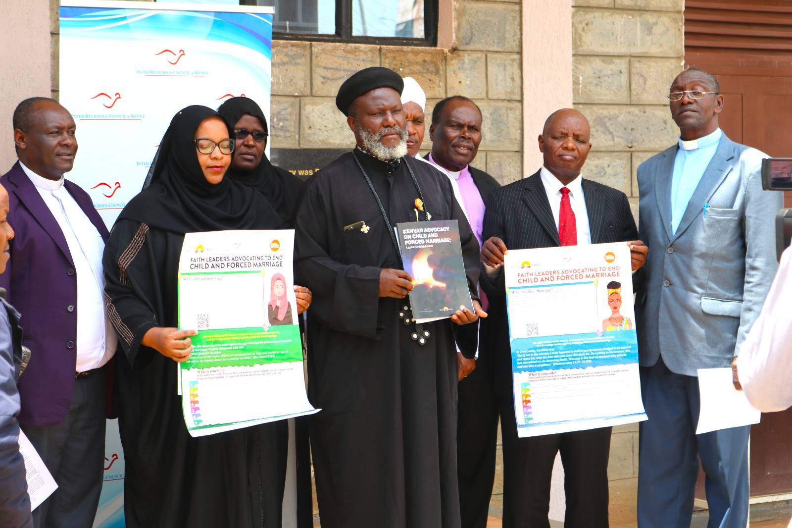 Religious leaders during display materials on Kenyan advocacy on Child and Forced marriage.